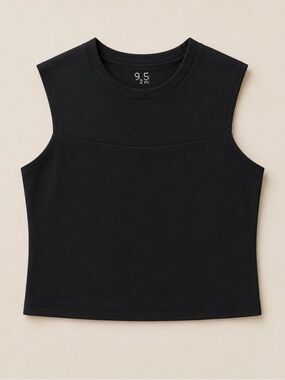925fit Black Cropped Tank with High Crew Neck